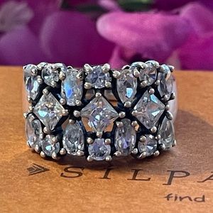 Silpada Sterling Silver ‘COSMO’ Cubic Zirconia Ring R2385 Size 6